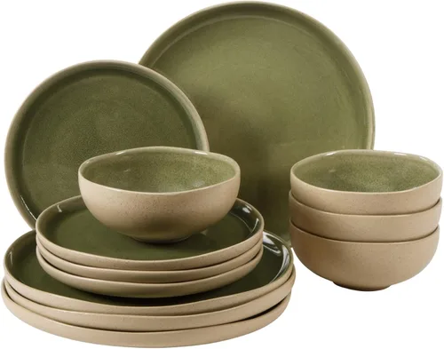 Miniatura 33 de Gibson Elite Peach Orchard 12-Piece New Bone China Dinnerware Set Service for 4, Embossed Fluted Plates and Bowls, Dishwasher and Microwave Safe