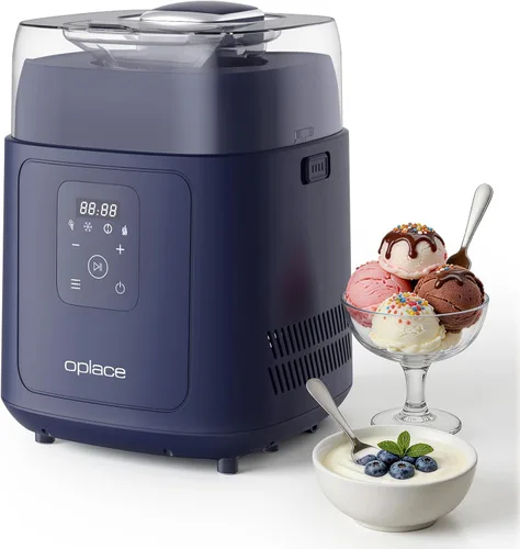 Compresor 4 en 1 para hacer helados (1.0 cuartos de galón), sin precongelación, máquina automática de yogur, máquina de servir yogur congelado
