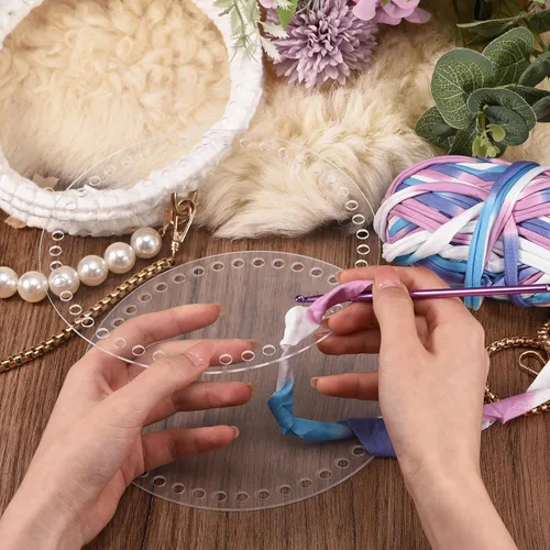 Miniatura 6 de uxcell Kit de fabricación de bolsos de acrílico, 15 piezas, juego de cestas de algodón acrílico, moldeador de paneles, hilo de tejer, correas