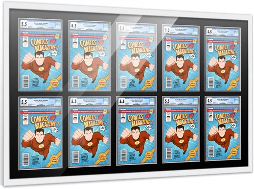 Miniatura 89 de Marco de cómic con paspartú para 8 CGC, CBCS o PGX Graded Comics - Marco de cómic blanco para cómics de 8.125 x 13 pulgadas Marco blanco
