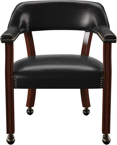 Miniatura 5 de Steve Silver Furniture - Silla de comedor con brazo de torneo con ruedas, tapizada con ribete de clavos, para sala de estar, comedor, cuero vegano