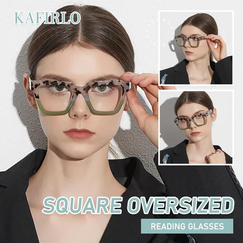 Miniatura 6 de Gafas de Lectura de Gran Tamaño para Mujer, Estilo Oprah, con Bloqueo de Luz Azul, para Computadora, Diseño Cuadrado, Marco Grande