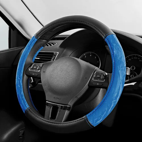 Miniatura 12 de PIC AUTO Funda para volante, protector de volante de automóvil de cuero de grano de seda, agarre cómodo, universal de 14.5 a 15.5 pulgadas