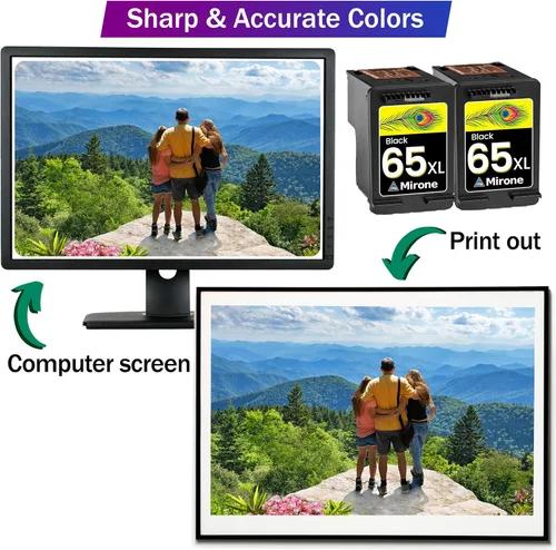 Miniatura 4 de Mirone Cartuchos de tinta remanufacturados de repuesto para HP Ink 65 65XL para cartuchos HP 65, paquete combinado negro para impresoras Deskjet