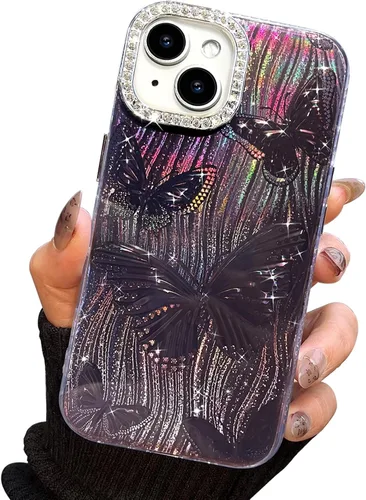 Miniatura 104 de I-MGAE-IN-AR Funda compacta para iPhone 11, diseño de mariposa, marco de protección de lente de cámara con diamante 3D, bonitas fundas protectoras