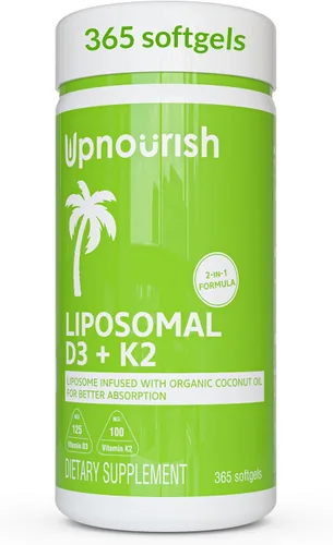 Miniatura 12 de UpNourish Vitamina liposomal D3 50000 UI (Vitamina D3 de 50000) con 1000 mcg de vitamina K, alta dosis de vitamina D3 K2, vitamina D 50000 UI