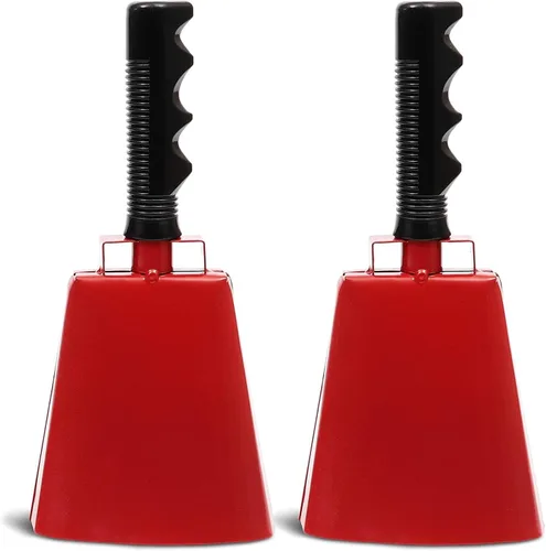 Miniatura 10 de Blue Panda Cencerros para eventos deportivos, cencerro azul de 9.5 pulgadas con asa, paquete de 2 – Hacedores de ruido deportivo para fútbol y fútbol