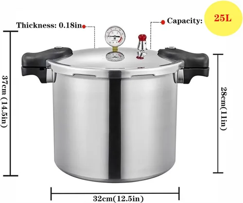 Miniatura 8 de Ollas a presión de alta capacidad con estante para cocinar olla a presión de conservas de 15 cuartos con manómetro Válvula de seguridad a prueba