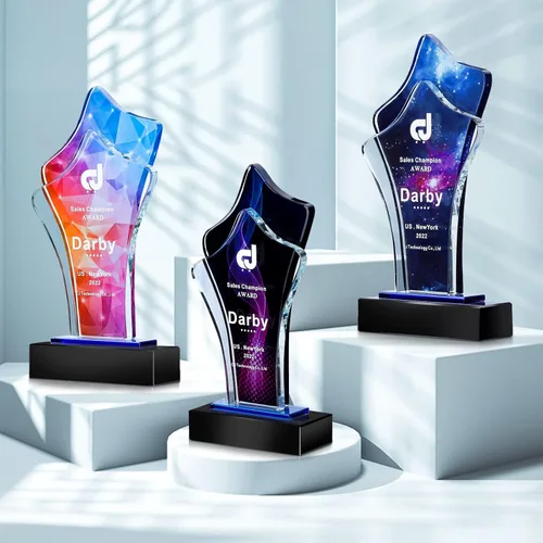 Miniatura 8 de Trofeos personalizados personalizados premio grabado Crystal Oscar Trofeo para empleados Estudiantes Empresa deportiva Reunión anual Alabanza Pastor