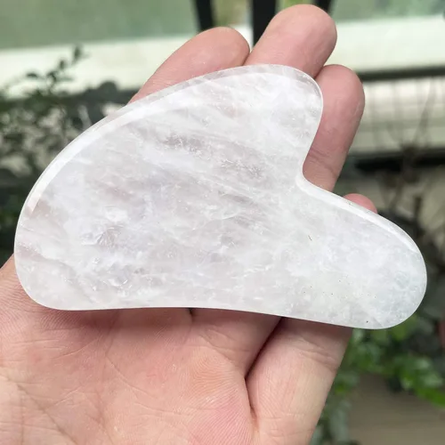 Miniatura 2 de Fekuar Natural Rock Quartz Gua Sha Herramienta de masaje para piel corporal facial, tabla de raspado de cristal para terapia de acupuntura SPA