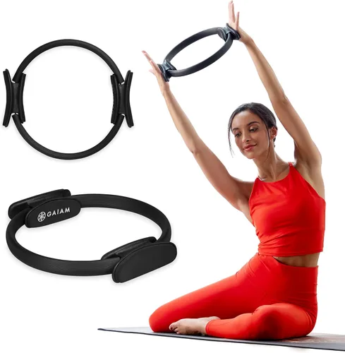 Miniatura 8 de Gaiam Anillo de Pilates Fitness Circle – Mangos acolchados de espuma ligera y duradera, equipo de ejercicio de resistencia flexible para tonificar