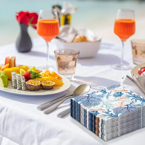 Miniatura 5 de AnyDesign Paquete de 80 servilletas de almuerzo de verano, estampado de coral océano, servilletas de papel desechables, servilletas de papel