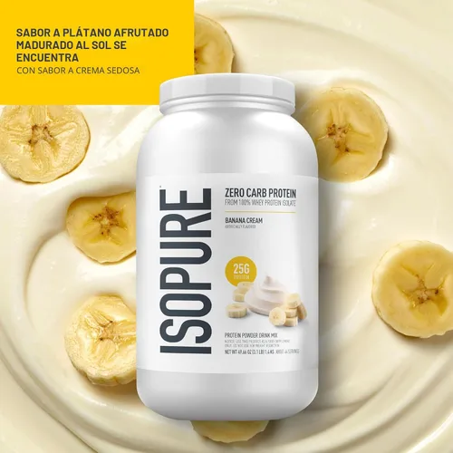 Miniatura 3 de Isopure Zero Carb 100% Proteína Pura de Suero Aislado en Polvo, Libre de Lactosa, Libre de Gluten, Con Vitaminas, Crema de Plátano, 25g de Proteína