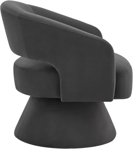 Miniatura 7 de 24KF Moderno sillón giratorio de 360 grados, cómoda silla de barril de terciopelo para sala de estar y dormitorio, silla redonda giratoria
