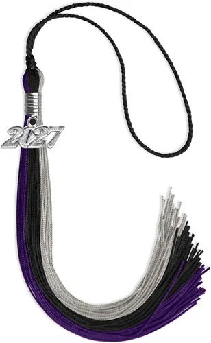 Miniatura 26 de Endea Graduation Borla de triple color con gota de fecha plateada (negro/dorado/granate, 2020)
