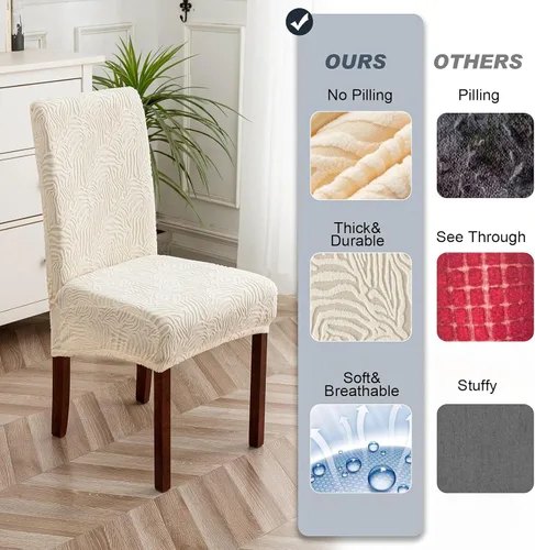 Miniatura 4 de Fundas para Sillas de Comedor, Fundas para Sillas de Comedor Elásticas Parsons, Protector de Sillas de Cocina para Comedor, Extraíbles, Lavables