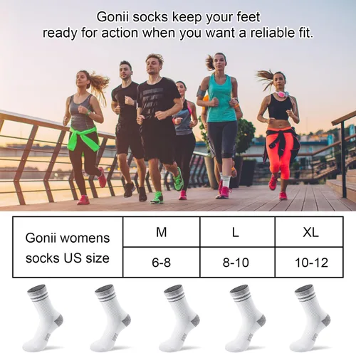 Miniatura 6 de Gonii Crew Socks Women Hiking Running Athletic Cushioned Compression Socks 5-6 Pairs