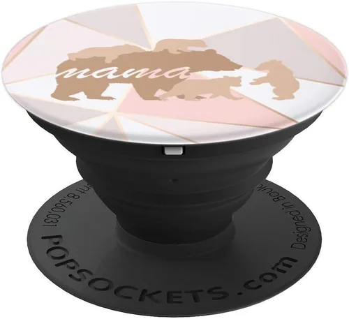Miniatura 4 de Mama Bear Pop Socket 4 Cubs Soporte de teléfono rosa mujeres mamá regalos – PopSockets Grip y soporte para teléfonos y tabletas, Negro