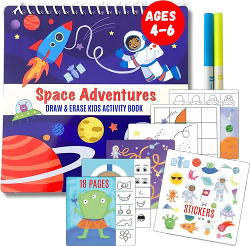 Miniatura 13 de Libro de Actividad Educativa de Viaje para Niños Totebook con Marcadores Lavables - Actividades de Auto y Avión, Juguetes Educativos para Niños