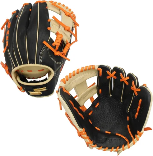 SSK Z5 Craftsman Guante de béisbol para infield – 11.25” - 11.5” - 11.75” - 12” – Lanzamiento con mano derecha y izquierda Negro/Camel/Naranja