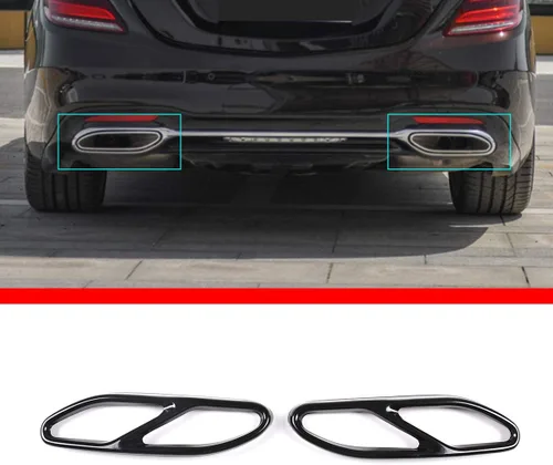 Tapacubos de tubo de escape trasero de acero inoxidable para Mercedes Benz Clase S W222 C217 S320 S400 S500 2010-2017 AMG (negro brillante,