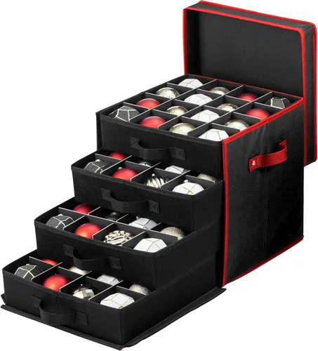 Miniatura 9 de Caja de almacenamiento grande de adornos navideños de alta calidad, con apertura lateral, bandejas estilo cajón, compartimento de 3 pulgadas, 8