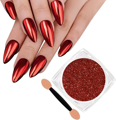 Miniatura 9 de Polvo para Uñas Cromado, Polvo Cromado con Efecto Espejo Metálico, Polvo Holográfico con Destellos de Purpurina para Manicura, Decoración de Arte