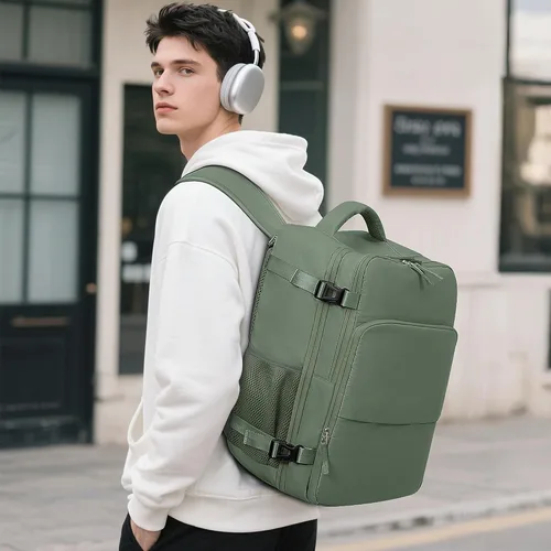 Miniatura 2 de Mochila de Viaje Sinaliy, Verde militar, Grande, Viajes