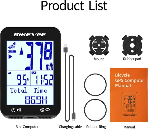 Miniatura 9 de GPS Ordenador de Bicicleta Inalámbrico con Inicio/Parada Automática y Retroiluminación Automática, Bicicleta Odómetro IPX7 Resistente al Agua MPH