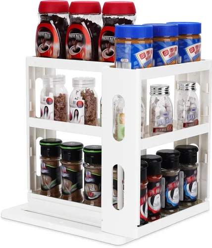 Miniatura 10 de Dutiplus Organizador de especias de 3 niveles, gabinete de almacenamiento giratorio y tirado para encimera de cocina, baño, 10.8 pulgadas de alto x