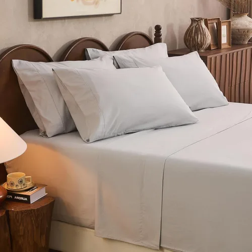 Miniatura 49 de Juego de sábanas de lino 100% tamaño King, juego de sábanas de lino transpirable y duradero de 4 piezas, ropa de cama suave para todas