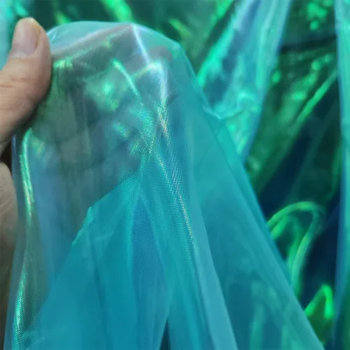 Miniatura 11 de Tela de encaje de organza con gradiente láser arcoíris mágico, tela de gasa holográfica iridescente para vestido de novia, cortina, fondo, fiesta