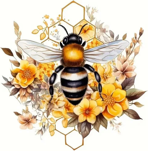SJUTOUCI Kits de pintura de diamantes para adultos, kits de arte de diamantes de abeja para principiantes 5D DIY flor diamante puntos arte de