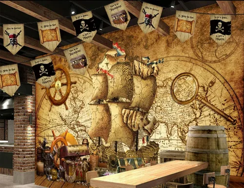 Miniatura 6 de Jolly Roger - Cartel de pirata, banderines de tela, decoraciones para interiores y exteriores, cartel de fiesta temática pirata