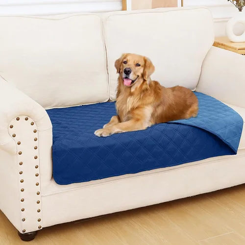 Miniatura 139 de Smiry Funda impermeable para cama de mascota, suave y lavable, para muebles, cama, sofá, reversible, a cuadros (30 x 53 pulgadas, color beige/beige)