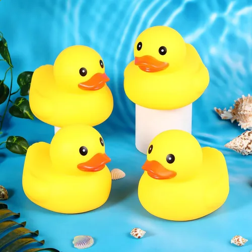 Miniatura 3 de Deekin 10 piezas de patos de goma amarillos grandes a granel grandes de pato chirriante de goma bañera flotante para decoración de fiesta