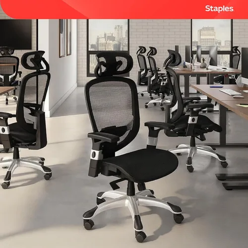 Miniatura 2 de Staples Hyken - Silla de trabajo giratoria ergonómica, silla de oficina ajustable con malla transpirable y soporte lumbar, perfecta para el hogar