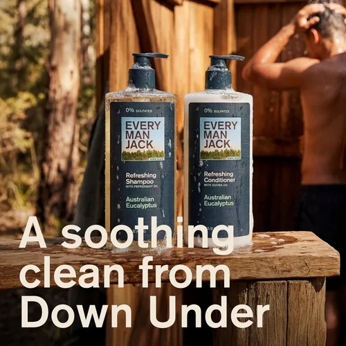 Miniatura 4 de Every Man Jack Set de champú y acondicionador para hombre, eucalipto australiano, sin sulfatos, fabricado con ingredientes refrescantes alimentados