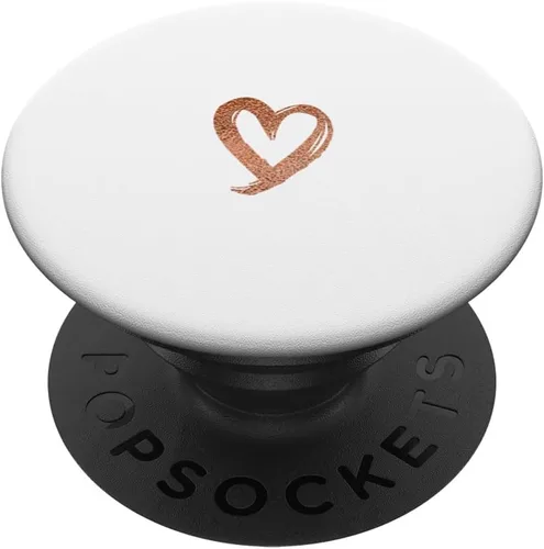 PopSockets PopGrip estándar de corazón minimalista rosa blanco