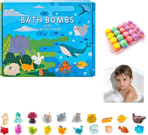 Bombas de baño con sorpresa en el interior, estas bombas de baño de animales de dibujos animados con aceites esenciales, burbujas y sales de baño