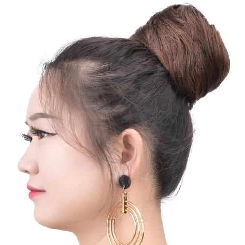 Miniatura 5 de Moños para el cabello, 2 unidades, color marrón, moño falso, para el lugar de trabajo, nupcial, boda, pelo updo para mujeres y abuelas