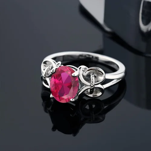 Miniatura 47 de Gem Stone King Anillo de compromiso ovalado con piedra natal para mujer, plata de ley 925, ovalado de 0.354 x 0.276 in, anillo de compromiso