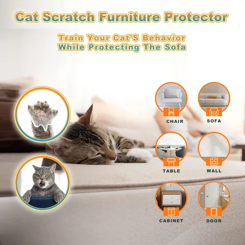 Miniatura 4 de Paquete de 20 cintas disuasorias para gatos, protector de muebles de arañazos para gatos, cinta adhesiva transparente de doble cara anti arañazos