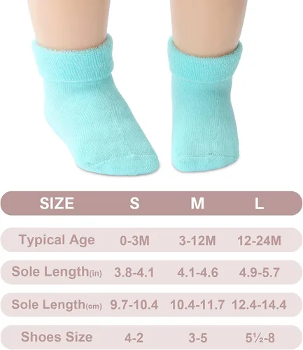 Miniatura 6 de JAKIDAR 6 pares de calcetines de bebé gruesos y cálidos para recién nacidos de algodón