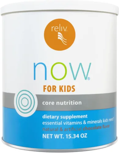 RELIV Now for Kids Chocolate - Batido nutricional con vitaminas esenciales, minerales, carbohidratos y proteínas para una energía duradera, 15