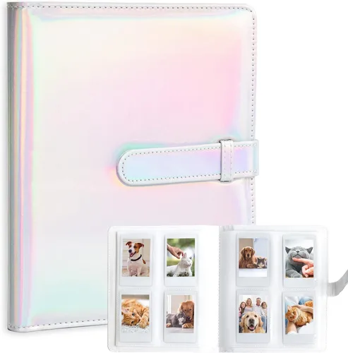 Álbum de fotos mini con 128 bolsillos para cámara Fujifilm Instax Mini, Polaroid Snap, Z2300, cámaras instantáneas SocialMatic e impresora Plata
