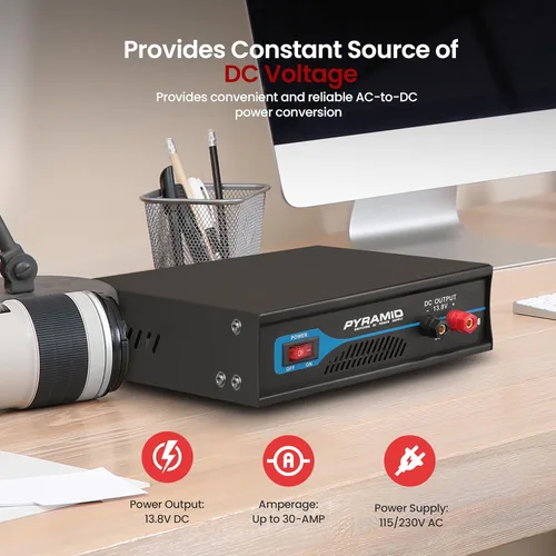 Miniatura 3 de Pyle Fuente de Alimentación Universal Compacta de Banco - Convertidor Regulado de Banco de Laboratorio para el Hogar de 30 Amperios de CA a CC