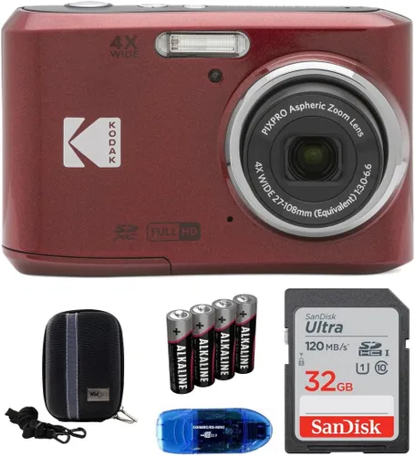 Miniatura 3 de Kodak Pixpro FZ45 - Paquete de cámara digital, incluye: tarjeta de memoria SanDisk de 32 GB, baterías de repuesto, estuche rígido para cámara y Negro