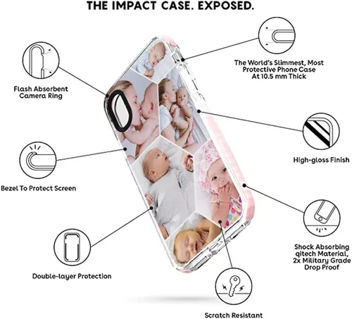 Miniatura 3 de Styletify Funda de teléfono con foto personalizada para iPhone 11, collages de múltiples imágenes, funda de impacto personalizada a prueba