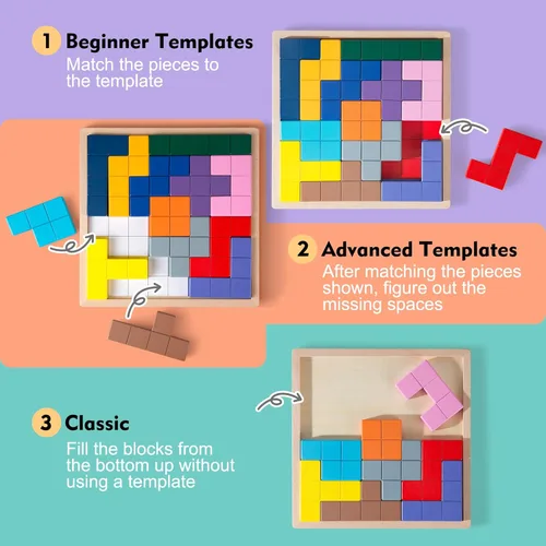 Miniatura 5 de Productos de demencia para ancianos, juego de azulejos de madera a juego con 40 plantillas, actividades de demencia para personas mayores